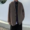 Traje Informal para Hombre Holgado Estilo Hong Kong Atractivo Traje de Calle Estilo Coreano Tendencia Chaqueta Individual