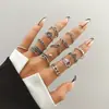 Anillo de mariposa negro esmaltado con forma de corazón oscuro para Halloween, juego de nueve anillos estilo punk de araña