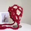Chapéu de Malha de Pelo de Coelho Moda Quente Estilo Lei Feng para Mulheres, Novo Chapéu Loli Casual Versátil de Inverno, Chapéu à Prova de Frio com Proteção para Orelhas