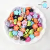 Colgante de Corazón Flor Pintada Colorida de Acrílico Agujero Recto Cuentas Sueltas Cuentas para Hilo Llavero de Teléfono Móvil Accesorios para Joyería DIY