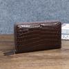 Nova Bolsa de Mão Masculina com Zíper Duplo Padrão Barriga de Crocodilo, Bolsa de Mão Clássica Fashion com Múltiplos Porta-Cartões, Carteira Grande, Fábrica da Moda