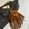 Bolsos de Diseño Único para Mujer en Otoño e Invierno, Versátil Bolso Cruzado de Hombro Único Retro Escarchado 2025, Bolso de Borlas de Alta Gama