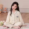 Pijama para Niñas 2026 Cardigan de Algodón Peinado para Primavera y Otoño, Manga Larga y Pantalones, Lindo Diseño de Dibujos Animados para Niños Pequeños, Medianos y Grandes, Ropa de Casa de Primavera