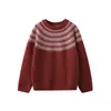 Novo Suéter de Caxemira Jacquard Fair Isle Outono e Inverno Infantil, Suéter Espesso de Gola Redonda para Meninos, Camada Base Tricotada para Meninas