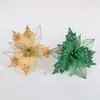 Flores de Natal em malha oca transfronteiriças, flores artificiais, decorações para árvore de Natal, flores preservadas de alta qualidade, enfeites para guirlanda de Natal