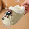 Chinelos infantis de algodão removíveis e laváveis, novo estilo para meninos e meninas, chinelos de inverno para casa, forrados com fleece para aquecimento, impermeáveis