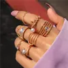 Joyería Transfronteriza Europea y Americana, Anillos de Piedras Preciosas Incrustados con Diamantes Modernos y Creativos, Juego de Anillos Sencillos de Letras Amor Perlas