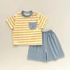 Camiseta de Muñeca Estilo Nuevo Conjunto de Manga Corta para Niños Dibujos Animados Algodón Niños y Niñas Verano Conjunto de Dos Piezas para Niños Pequeños Antibacteriano Clase A