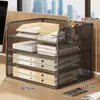 Organizador de Arquivos para Estação de Trabalho Porta-Documentos para Mesa de Escritório Estante para Livros de Estudante Prateleira de Armazenamento para Mesa de Escritório Caixas de Armazenamento Multicamadas