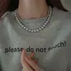 Collar de Perlas Gris Platino, Cadena de Suéter de Lujo Ligero de Nicho para Mujer, Nuevo Collar Gargantilla Popular 2024