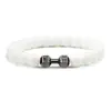 Novo bracelete hexagonal turquesa fosco com contas, pulseira de contas de halteres da moda, corda elástica, pulseira de liga metálica de vários tamanhos