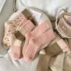 Calcetines de toalla para mujer, de otoño e invierno, gruesos y cálidos, de estilo japonés, rosas, bonitos y dulces.