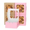 Caja de Empaque para Dulces de Donut con Ventana, Caja para Tartaletas de Huevo, Caja para Muffins, Caja para Postres Horneados para Llevar, Caja para Pasteles