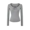 Atacado de Roupas Femininas Transfronteiriças 2026 Novo Estilo Gola V Amarração Franzido Slim Fit Cintura Alta Curto Base Camiseta Top