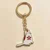 "Gato Flor de Cerezo" rojo y blanco lindo llavero, colgante de recuerdo de viaje, decoración de llave de mochila