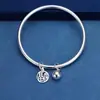 Pulsera de Cobre Blanco Plateado Anillo Plateado para Mujer Pulsera de Campanilla Marca Fu para Mujer Joven Pulsera Cerrada Sólida para Novia