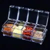 Set de Botella para Condimentos y Caja de Especias, Tarro de Sal para Cocina, Tarro de Azúcar, Tarro de Especias, Caja de Especias Transparente con Múltiples Compartimentos