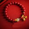 Pulseira de imitação de cinábrio nafu feminina pulseira de aniversário de ano genuíno contas de transferência pulseira de imitação de jade hetian presente de aniversário feminino