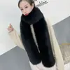 1.8 Cachecol extra longo de pele sintética de raposa dupla face, aquecedor de pescoço fofo, estilo coreano, cor sólida, estilo estudante, gola falsa, quente feminino de inverno