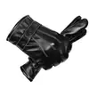 Luvas de Couro Masculinas Mais Vendidas em Estoque Transfronteiriças, Forradas com Lã, Quentes, Compatíveis com Tela Sensível ao Toque, Luvas de Couro PU, Luvas de Ciclismo de Inverno