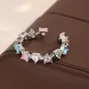 Anillo abierto con forma de corazón de diamante colorido súper etéreo para mujer, nicho de lujo ligero con un toque de alta gama, anillo ajustable para el dedo índice, anillo dulce y versátil