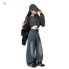 Pantalones vaqueros nuevos de otoño estilo coreano con patchwork plateado, pantalones de pierna ancha para primavera y otoño para niños mayores, pantalones de papá de moda