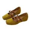 Zapatos Mary Jane para mujer de corte bajo estilo coreano con plataforma interior, tira cruzada cómoda, nuevo modelo 2026, bailarinas de gamuza con punta cuadrada