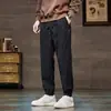 Calça de Veludo Cotelê Masculina Outono Inverno Afunilada Calça Jogger Masculina Calça Jogger Listrada Solta Casual Versátil Harem Calça Longa