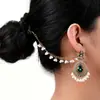 Venta Directa de Fábrica del Nuevo Conjunto de Dos Piezas de Aretes y Cadena para Oreja Estilo Bohemio de Lujo Ligero Retro con Flor, Perla y Borla de Pedrería