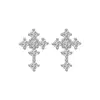 Pendientes de Plata de Ley S925 Pendientes de Cruz de Circonita para Mujer Geométricos Completos de Diamante Simples Compactos Diarios Versátiles Joyería Transfronteriza
