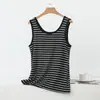 Nuevo Chaleco de Modal a Rayas con Tirantes Anchos para Mujer, Holgado, Elástico, Tallas Grandes, Camisola, Capa Base Versátil