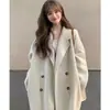 (350g longitud extendida) Nuevo abrigo de invierno de punto grueso, holgado, hasta la rodilla, de longitud media, para personas petite