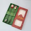 Juego de Cubiertos de Acero Inoxidable Cuchara y Tenedor Navideños Transfronterizos Papá Noel Árbol Cuchara de Postre Dibujos Animados Creativo Set de Regalo Navideño