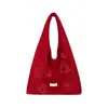 Bolso Tote de Lana Bordado de Pájaros Retro Coreano Otoño e Invierno Nuevo Versátil de Gran Capacidad para Hombro o Axila