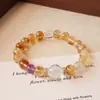 Serie de Cristales Naturales Lucid Pulsera de Cristal Natural Huangta Pulsera de Ágata Amarilla Ojo de Tigre Diseño de Sentido Avanzado