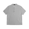 Camiseta de Tricô com Gola Henley Texturizada Estilo Americano, Manga Curta para Homens, Novo Modelo de Verão, Top Estilo Old Money Cleanfit