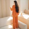 Suéter de Punto Naranja Uso Suave Otoño e Invierno Suave Ceroso Relajación Perezosa Traje de Moda Casual Pequeño Pantalones