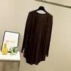 Cardigan Feminino Fino de Modal Manga Longa Primavera Proteção Solar Comprimento Médio para Exterior Tamanho Grande Peça Versátil para Ar Condicionado Camisa Xale Jaqueta