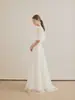 Vestido de novia ligero con cuello redondo y mangas abullonadas para cubrir los brazos, adecuado para sesiones de fotos en estudio y al aire libre, estilo bosque, ultra-hada, con cola, sensación de nicho y alta gama