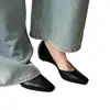 Zapatos de mujer de estilo minimalista con punta cuadrada y que aumentan la altura, de corte bajo, piel genuina, superficie suave, para primavera y otoño, zapatos de trabajo