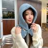 Gorro Pasamontañas Nuevo para Mujer Invierno Muestra Facial Protección Orejas Pequeñas Cuello Integrado Cálido Tejido de Lana Enrollable