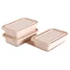 Caja de Almuerzo Biodegradable Desechable de Almidón de Maíz, Caja Cuadrada Engrosada de Múltiples Compartimentos (4 Compartimentos) con Tapa, Caja de Empaque para Llevar de Grado Alimenticio