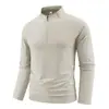 Camiseta Deportiva de Manga Larga para Hombre para Exteriores con Cuello Alto, Media Cremallera, Secado Rápido, Transpirable, Top de Golf, En Stock al por Mayor