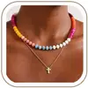 Collar con colgante de letra de 14 quilates para mujer, joya de piedras preciosas de colores, joyería de playa de verano, gran oferta en Amazon