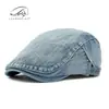 Gorros para Hombres y Mujeres, Berenjena de Mezclilla Delgada Transpirable Lavable para Primavera y Verano, Gorra con Visera Retro Británica, Gorra Casual Adelante