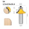 Fresa de ângulo redondo com 12 cabos de carboneto revestido amarelo, cortador de cantos, máquina de corte de bordas, ferramentas para trabalhar madeira
