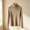 Suéter feminino de gola alta, moda outono feminina, camisa básica elegante, blusa de tricô de manga longa lisa para mulheres