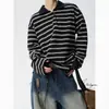 Sudadera de estilo universitario con cuello polo, bloques de color a rayas estilo japonés para hombre, marca de moda de primavera, ajuste holgado, versátil para pareja, manga larga