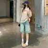 Shorts de Mezclilla de Cinco Puntos con Salpicaduras de Tinta Retro Cuidadosamente Seleccionados para Mujer Verano 2026 Nuevos Pantalones de Tiro Alto Adelgazantes Rectos de Pierna Ancha de Longitud Media