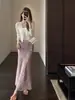 Falda Larga Elegante y Romántica de Cintura Alta Estilizadora con Estampado de Cola de Pez para Mujer, Modelo Nuevo Primavera/Verano 26 H050517